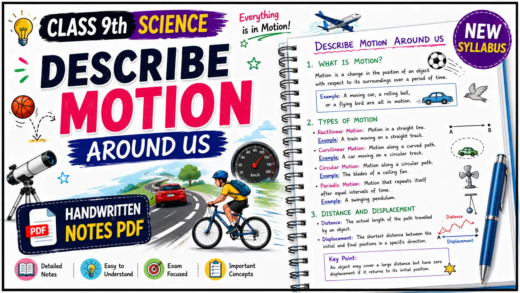 Describe Motion Around Us Class 9 Notes PDF