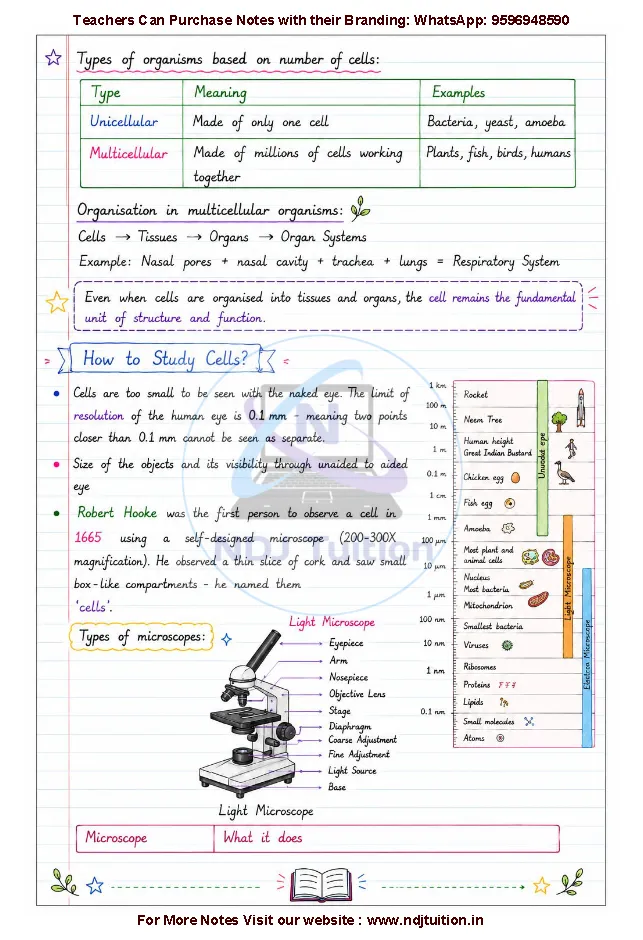 Cell The Building Block of Life Notes PDF