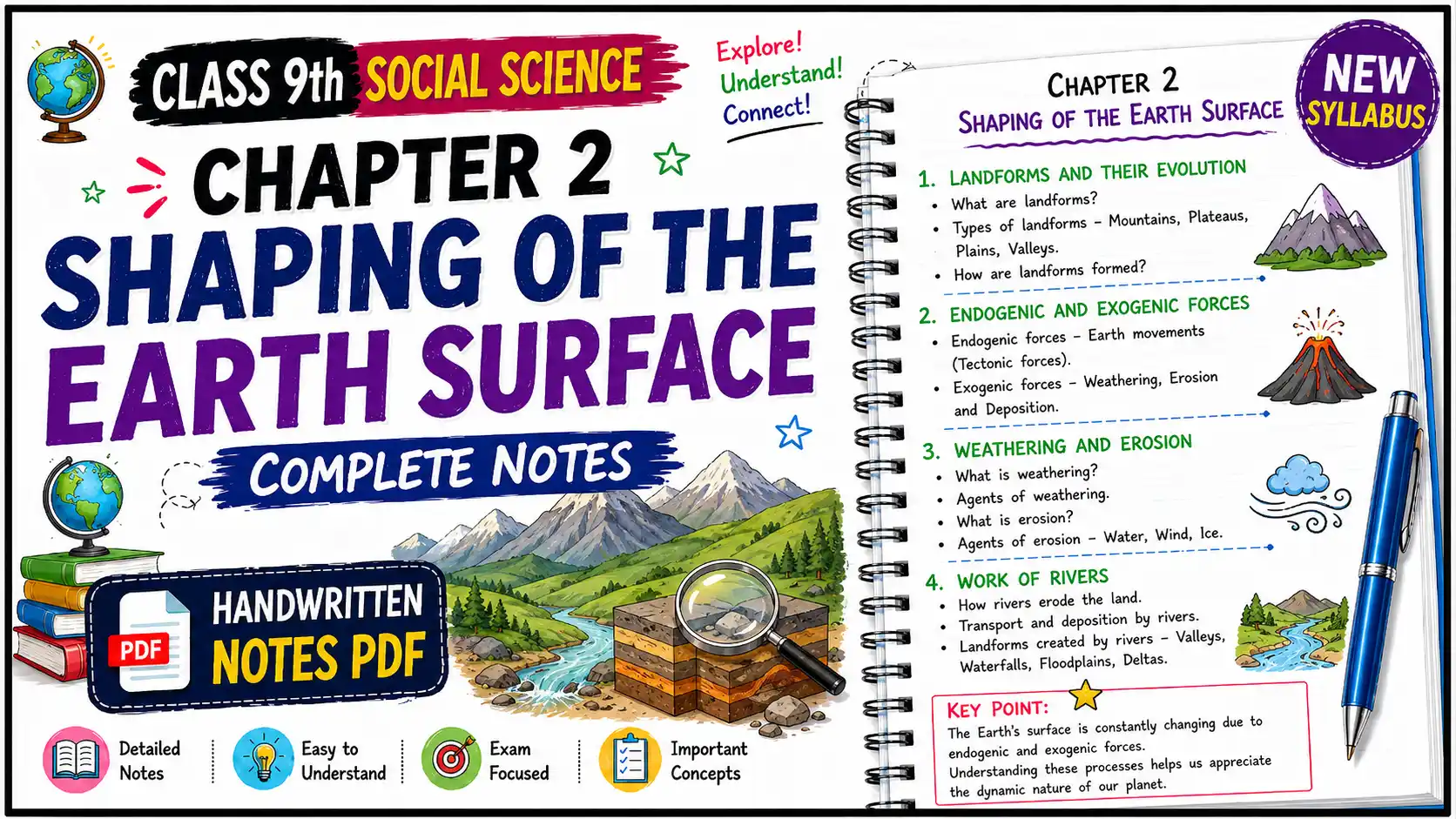 Shaping of the Earth Surface Class 9 Notes PDF