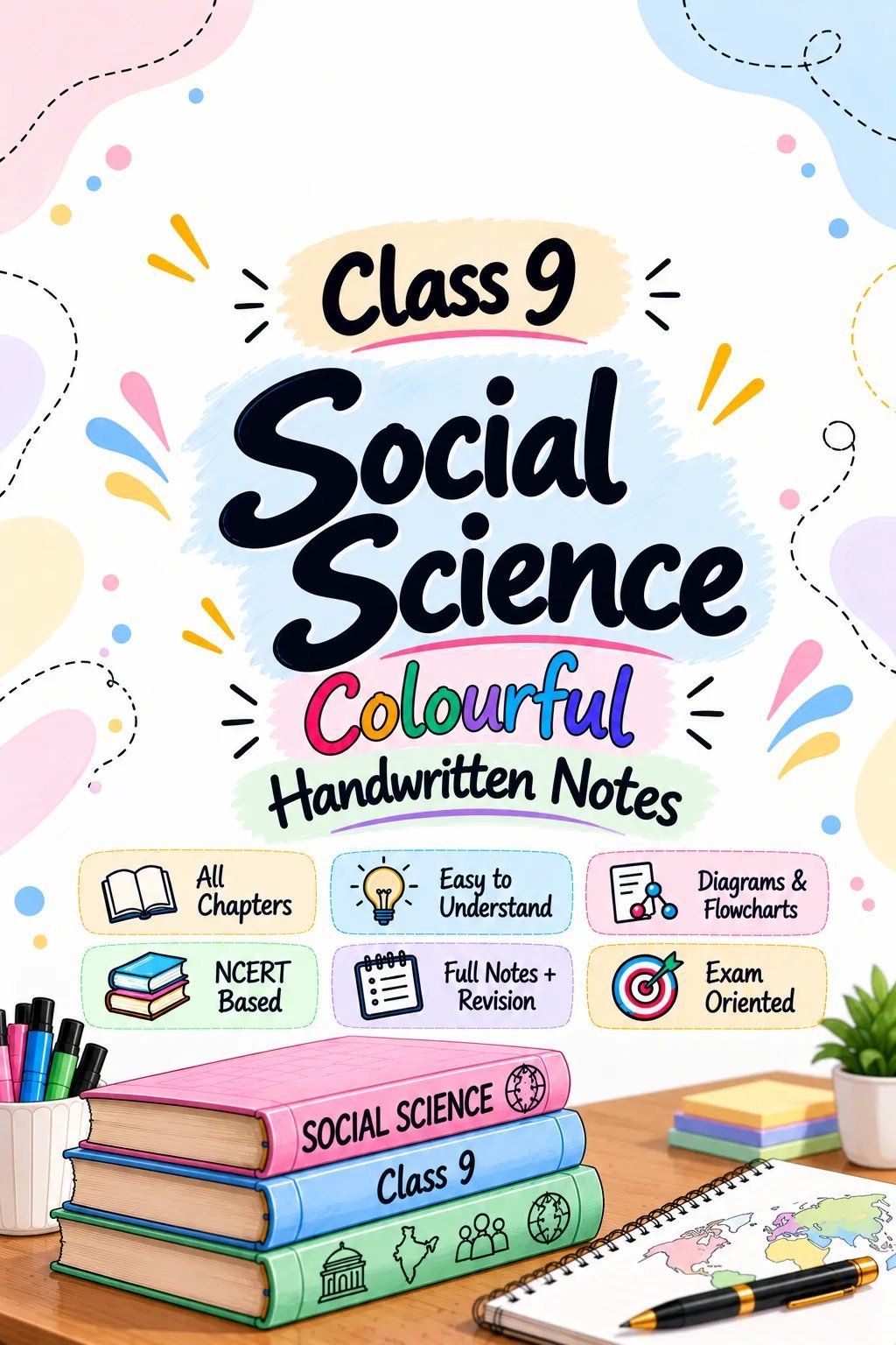 9th Social Science Colourful Handwritten Notes
