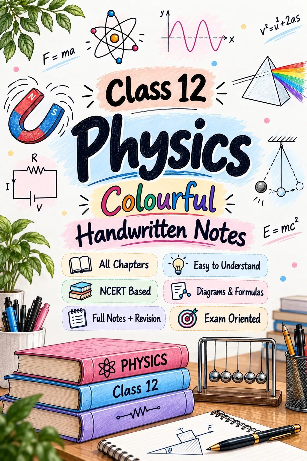 12 Physics Colourful Handwritten Notes