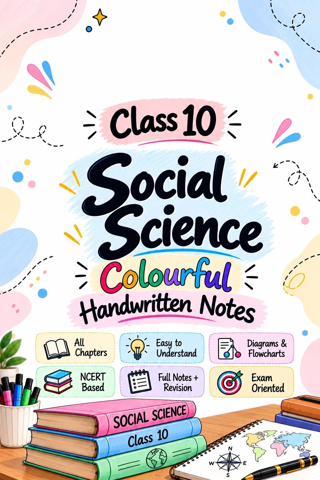 10 Social Science Colourful Handwritten Notes
